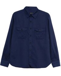 Tom Ford - Overhemden ,Blauw ,Katoen Cotton Linen Drill Military Shirt - Lyst