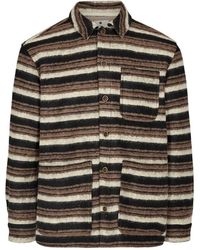 Anerkjendt - Jassen ,Bruin ,Wol Gestreepte Wol Overshirt Jas Vest - Lyst