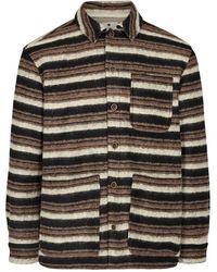 Anerkjendt - Jassen ,Bruin ,Wol Gestreepte Wol Overshirt Jas Vest - Lyst