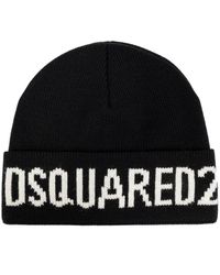 DSquared² - Accessoires ,Zwart ,Wol Wollen Muts - Lyst