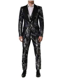 Dolce & Gabbana - Kostuums ,Zwart ,Polyester Jacquard Slim Fit 3-Piece Suit - Lyst