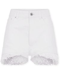 Rabanne - Korte Broeken ,Wit ,Denim Denim Shorts Met Franjes - Lyst