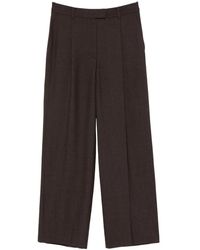 Low Classic - Broeken ,Bruin ,Wol Bruine Geplooide Voorkant Rechte Pijp Broek - Lyst