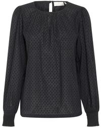 Kaffe - Overhemden ,Zwart ,Zwart Diep Smock Manchet Blouse - Lyst