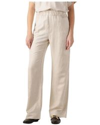 Minus - Broeken ,Linnen Zand Linnen Wijde Broek - Lyst