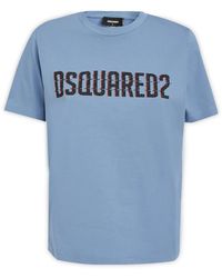 DSquared² - Tops ,Blauw ,Katoen T-Shirt - Lyst