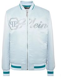 Philipp Plein - Satin Bomber Jacket Logo Strass - Lyst