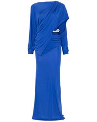 Christopher Esber - Blauwe Gedrapeerde Asymmetrische Zoom Jurk - Lyst