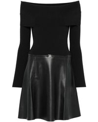 Liu Jo - Schwarzes geripptes strick cold-shoulder kleid - Lyst