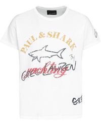 Paul & Shark - Logo print baumwoll t-shirt - Lyst