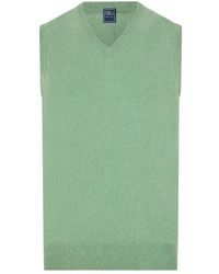 Fedeli - Truien & Vesten ,Groen ,Kasjmier Mouwloze Kasjmier V-Hals - Lyst