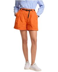 Kocca - Korte Broeken ,Oranje ,Leer Pantaloni Corti Con Pinces - Lyst