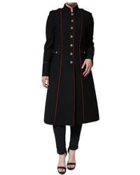Dolce & Gabbana - Zwarte Wol Zijde Trenchcoat Jas - Lyst