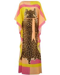 Roberto Cavalli - Silk Kaftan Met Pop Print - Lyst