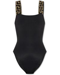 Versace - One-Piece Swimsuit With Geometric Pattern Straps - Lyst