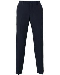 BRIGLIA - Broeken ,Blauw ,Wol Slim-Fit Broek - Lyst