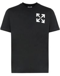 Off-White c/o Virgil Abloh - Tops ,Zwart ,Katoen Katoenen T-Shirt Met Ronde Hals - Lyst