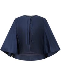Alberta Ferretti - Jassen ,Blauw ,Polyester Cropped Jacket - Lyst