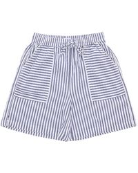 Obey - Korte Broeken ,Blauw ,Katoen Gestreepte Katoenen Korte Set - Lyst