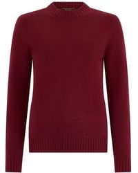 Moorer - Truien & Vesten ,Rood ,Katoen Rondgebreide Trui - Lyst