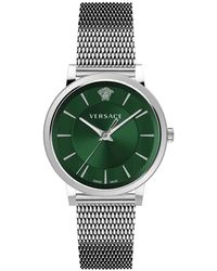 Versace - V circle analoguhr grün - Lyst