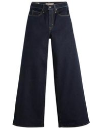 Levi's - Jeans ,Zwart ,Katoen 728 High Rise Wide Leg Jeans - Lyst