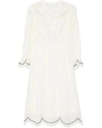 Ba&sh - Kleedjes ,Wit ,V-Hals Jurk Met Geschulpte Zoom - Lyst