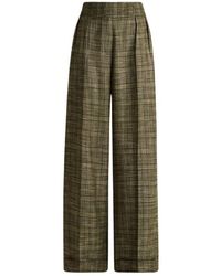 Kiton - Broeken ,Groen ,Groene Geruite Palazzo Broek - Lyst