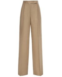Max Mara - Broeken ,Bruin ,Linnen Mxsbig Linnen Broek - Lyst
