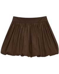 Silvian Heach - Rokken ,Bruin ,Gonna Corta Balloon Con Vita Alta - Lyst