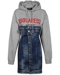 DSquared² - Denim mini kleid mit logo-print - Lyst