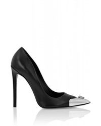 Philipp Plein - Nappa Leren Decollete High Heels Skull Strass - Lyst