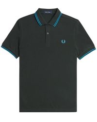 Fred Perry - Tops ,Groen ,Katoen Double Stripe Polo Shirt M3600 - Lyst