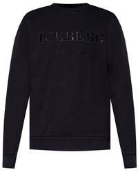 Sweatshirt with logo Iceberg pour homme en coloris Noir Homme Vêtements Articles de sport et dentraînement Sweats 