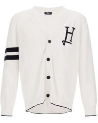 Herno - Truien & Vesten ,Wit ,Katoen Cardigan Van Katoen Met H-Logo - Lyst