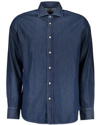Moorer - Denim Hemd Abgerundeter Saum 100% Baumwolle - Lyst
