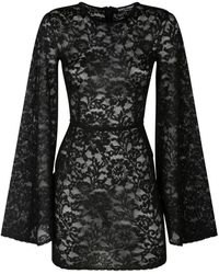 Dolce & Gabbana - Vestido mini de encaje negro con mangas acampanadas - Lyst