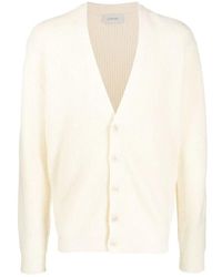 Lemaire - Truien & Vesten ,Wol Geribbelde Cardigan Met V-Hals - Lyst