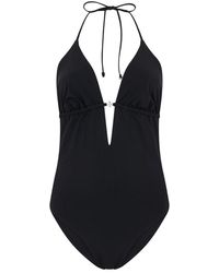 Tory Burch - Badmode ,Zwart ,Nylon Eendelig Badpak Met Amerikaanse Kraag - Lyst