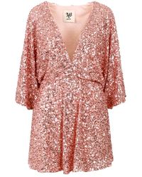 Aniye By - Kleedjes ,Roze ,Pailletten Sequin Kimono V-Neck Jurk - Lyst