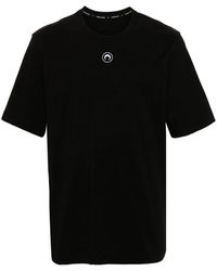 Marine Serre - Schwarzes t-shirt aus bio-baumwolle mit halbmond-logo - Lyst