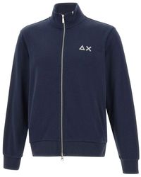 Sun 68 - Hoodies & Sweatvesten ,Blauw ,Katoen Cotton Zip Sweatshirt - Lyst