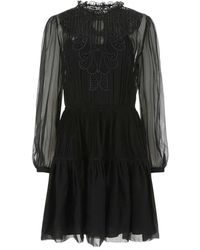 Alberta Ferretti - Kleedjes ,Zwart ,Chiffon Zwarte Chiffon Mini -Jurk - Lyst