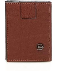 Piquadro - Accessoires ,Bruin ,Leer Rfid Creditcardhouder Portemonnee - Lyst