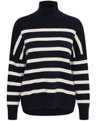 Inwear - Truien & Vesten ,Veelkleurig ,Katoen Gestreepte Coltrui Pullover Blauw/Wit - Lyst