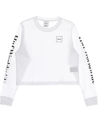 Huf - Tops ,Wit ,Katoen Long Sleeve Crew Neck Crop Top - Lyst