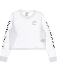 Huf - Tops ,Wit ,Katoen Long Sleeve Crew Neck Crop Top - Lyst