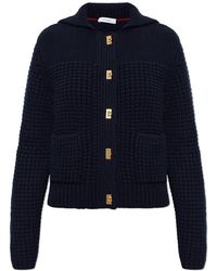 Ferragamo - Truien & Vesten ,Blauw ,Wol Cardigan Met Gancini-Knopen - Lyst