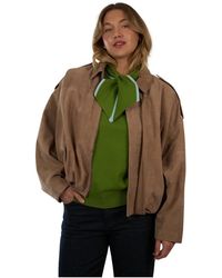 Alter Ego - Jassen ,Leer Suede Bomber Jacket - Lyst