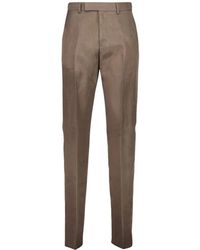 Ferragamo - Broeken ,Bruin ,Leer Rechtgesneden Plooibroek - Lyst